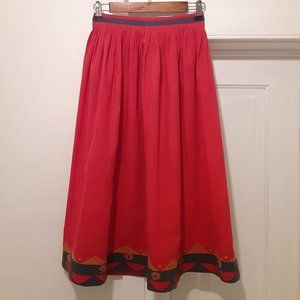 Papillon 100% Cotton Skirt, Red